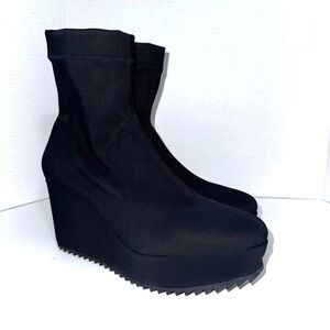 Pedro Garcia Urbana Black Stretch Wedge Ankle Booties 41=11